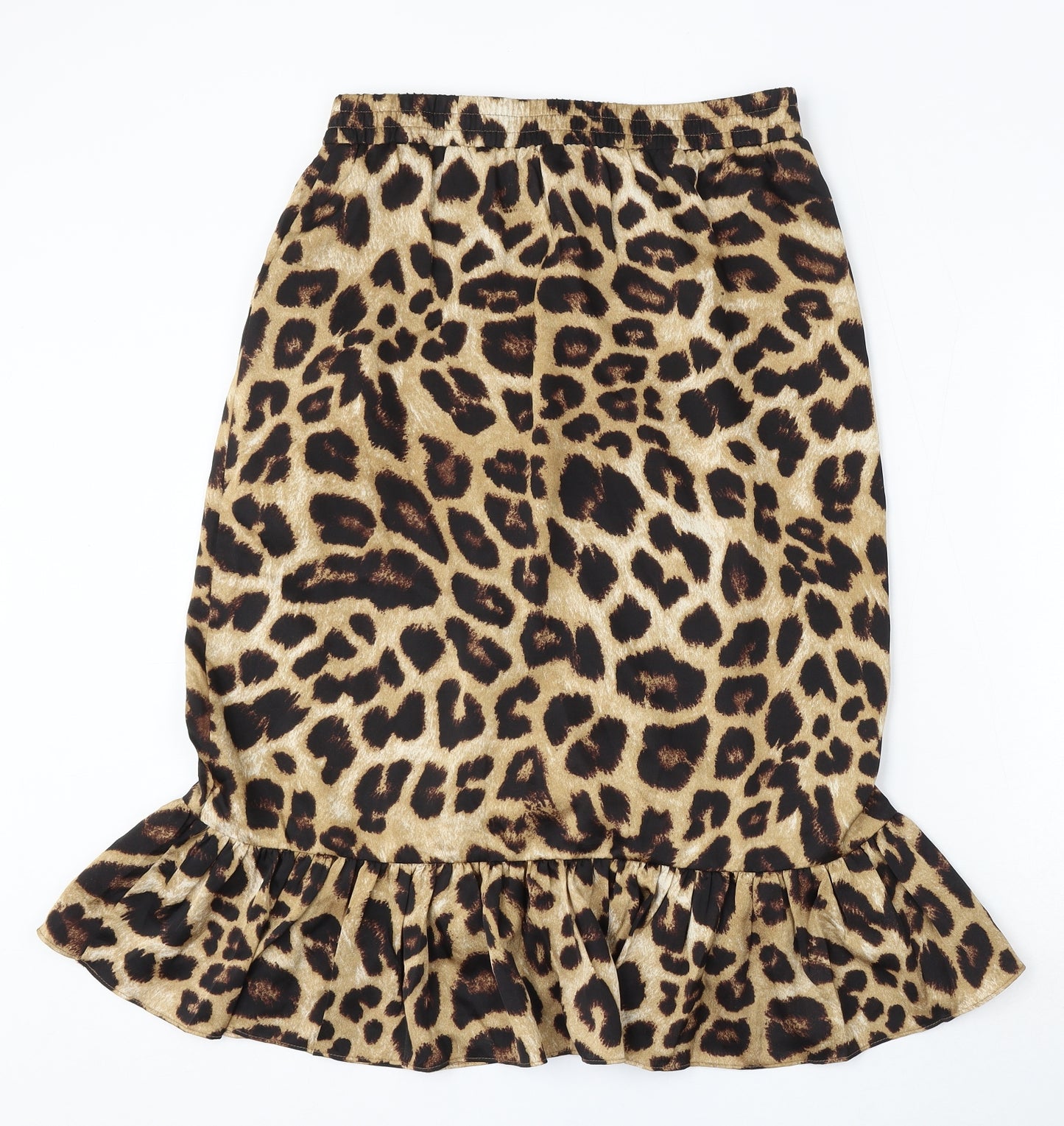 Pieces Womens Brown Animal Print Polyester Trumpet Skirt Size M - Leopard Print