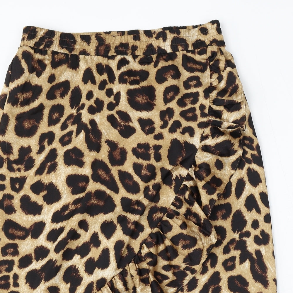 Pieces Womens Brown Animal Print Polyester Trumpet Skirt Size M - Leopard Print