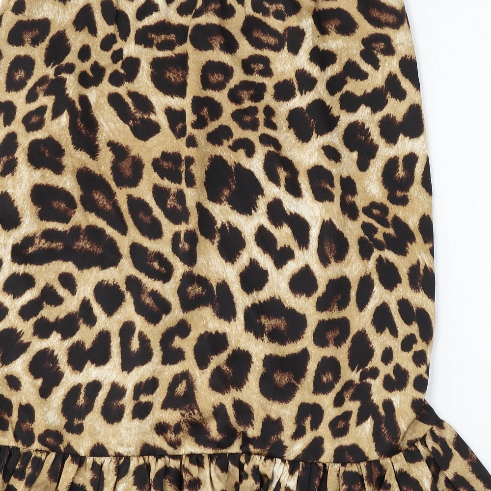 Pieces Womens Brown Animal Print Polyester Trumpet Skirt Size M - Leopard Print