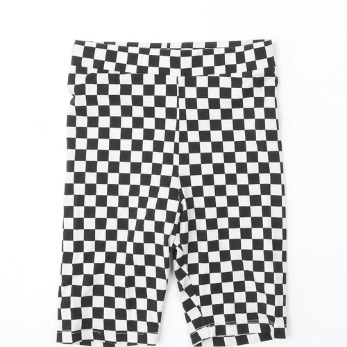 H&M Womens White Check Cotton Sweat Shorts Size XS L8 in Regular
