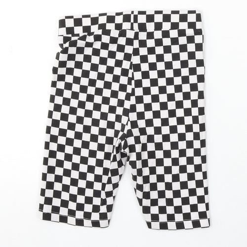 H&M Womens White Check Cotton Sweat Shorts Size XS L8 in Regular