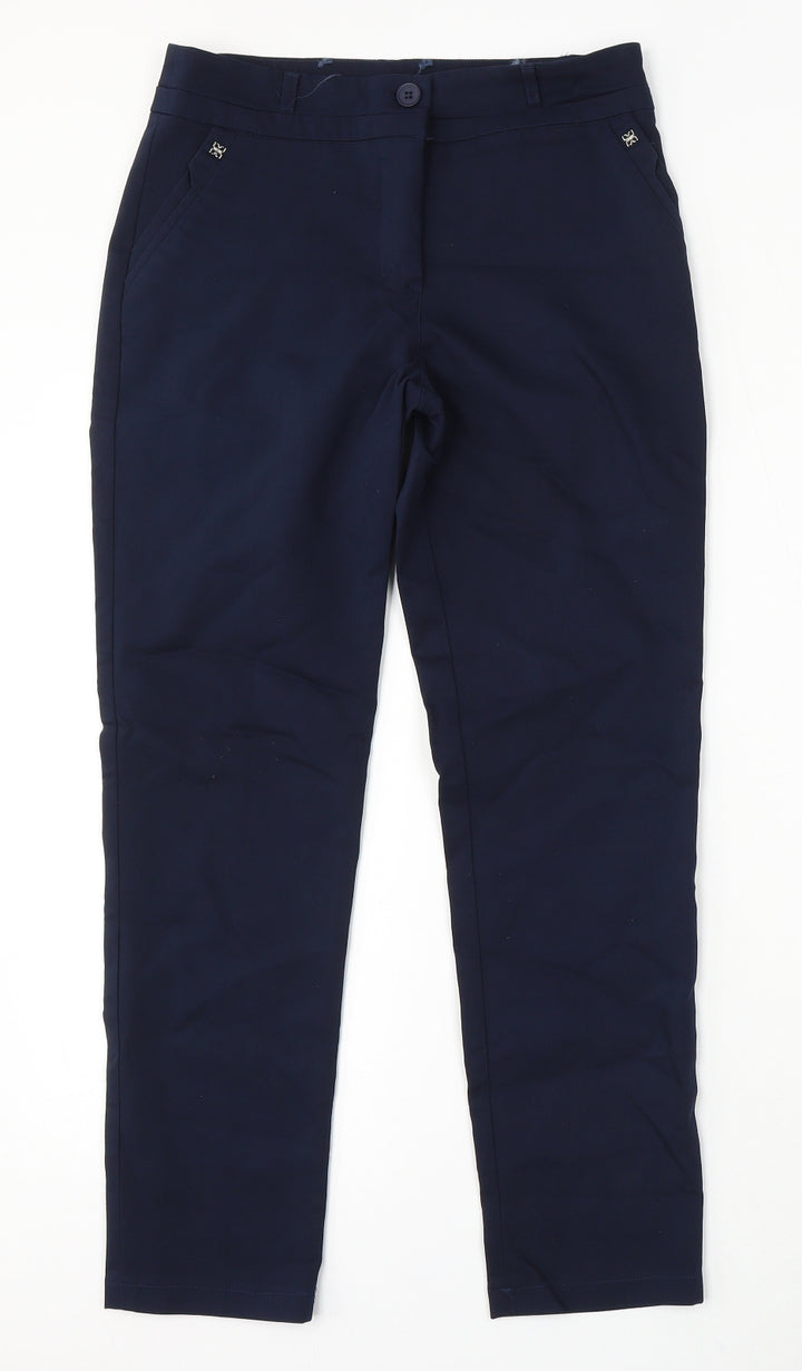 BB Womens Blue Polyester Trousers Size 30 in L27 in Regular Hook & Eye