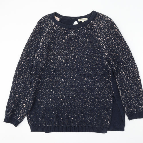 Great Plains Womens Blue Round Neck Cotton Pullover Jumper Size XS