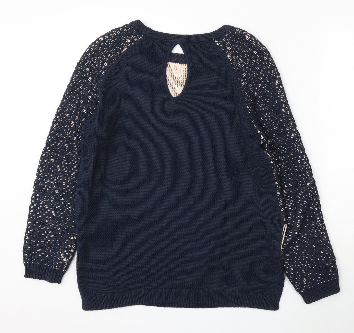 Great Plains Womens Blue Round Neck Cotton Pullover Jumper Size XS