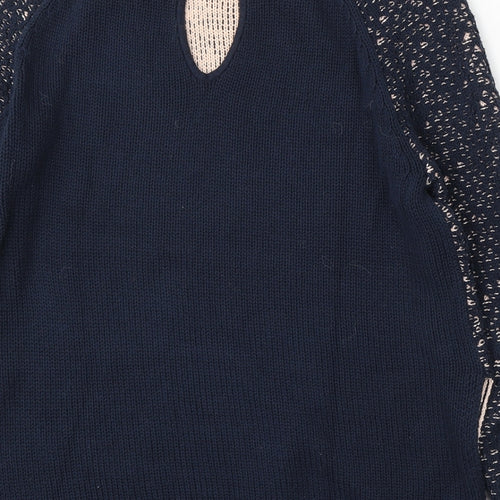 Great Plains Womens Blue Round Neck Cotton Pullover Jumper Size XS