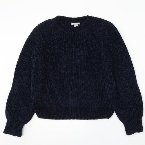 H&M Womens Blue Round Neck Polyester Pullover Jumper Size S