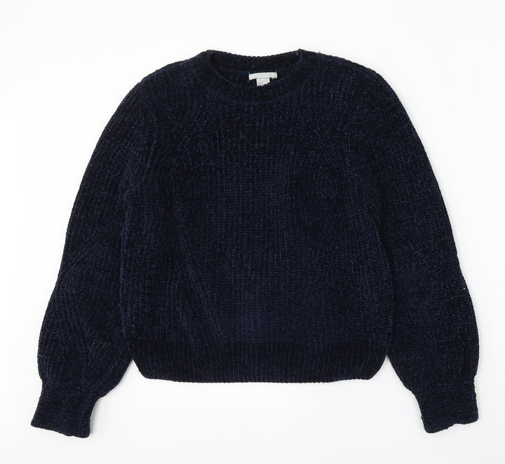 H&M Womens Blue Round Neck Polyester Pullover Jumper Size S