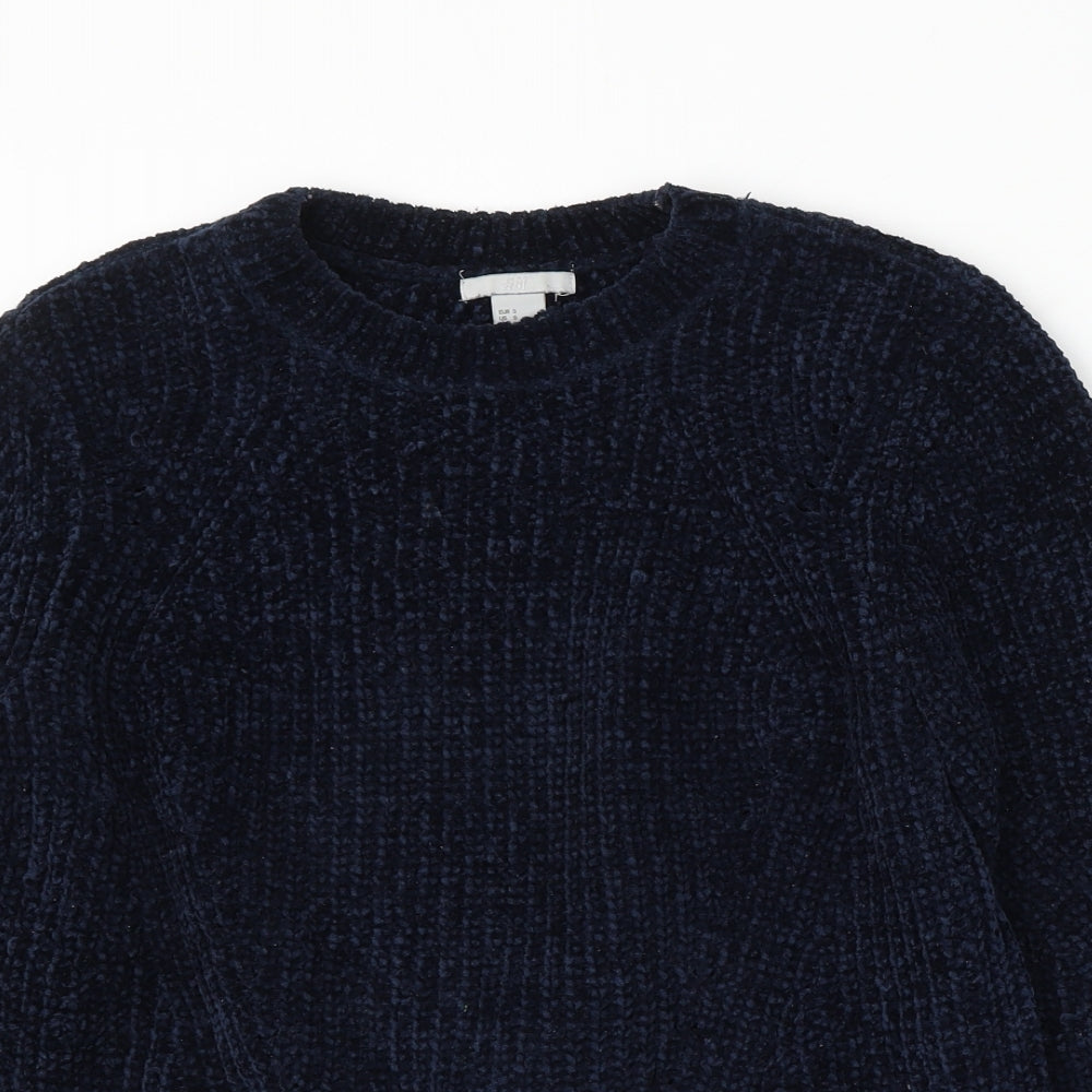 H&M Womens Blue Round Neck Polyester Pullover Jumper Size S