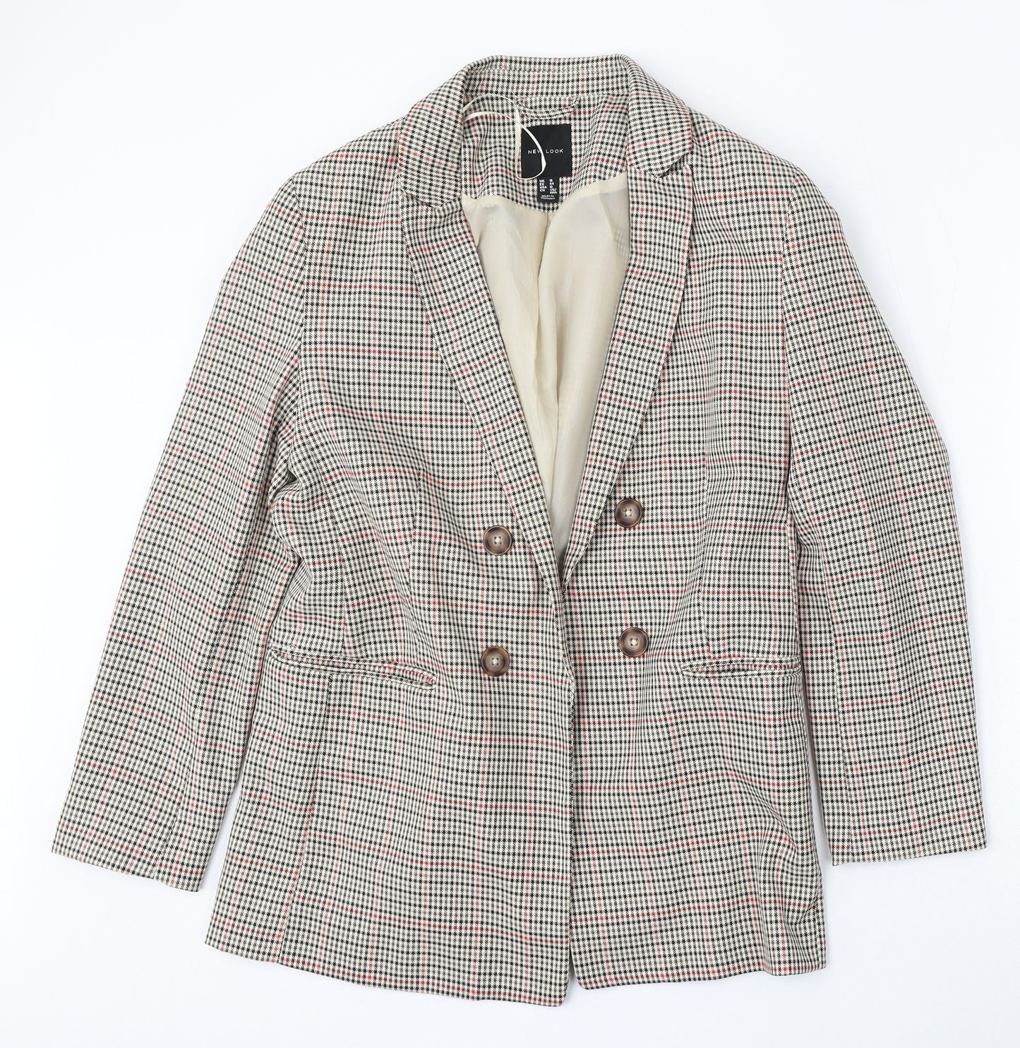 New Look Womens Multicoloured Gingham Polyester Jacket Blazer Size 16