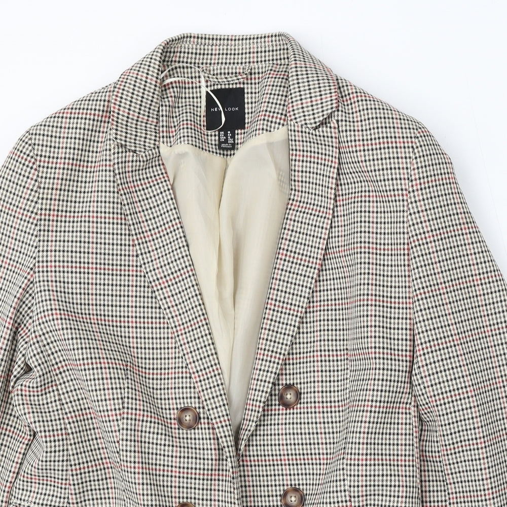 New Look Womens Multicoloured Gingham Polyester Jacket Blazer Size 16