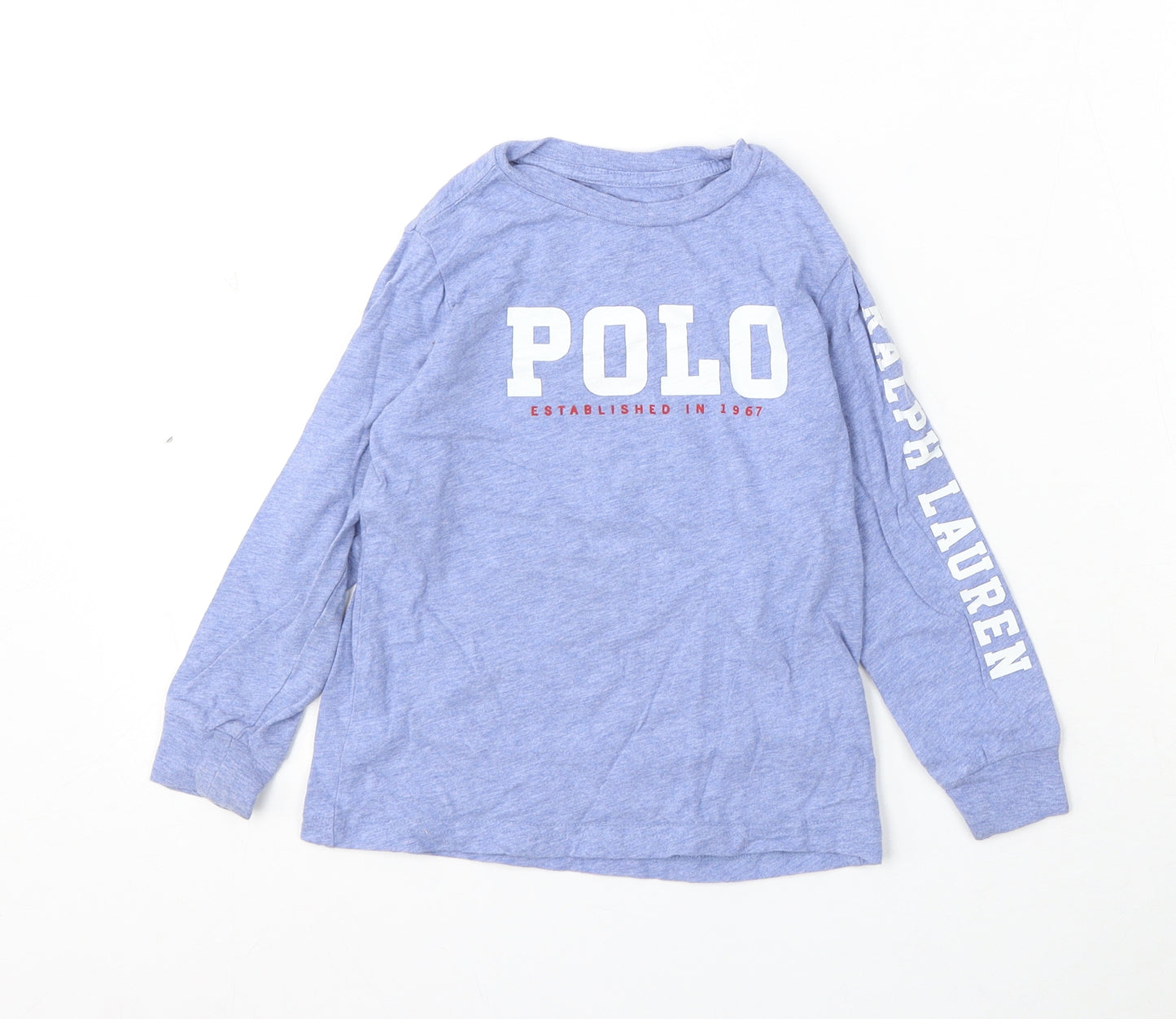 Ralph Lauren Boys Blue Cotton Basic T-Shirt Size 4 Years Round Neck