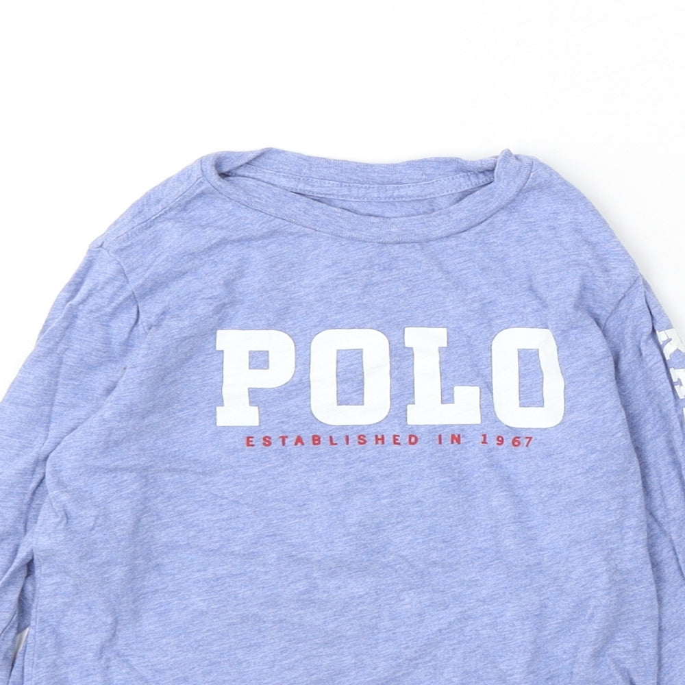 Ralph Lauren Boys Blue Cotton Basic T-Shirt Size 4 Years Round Neck