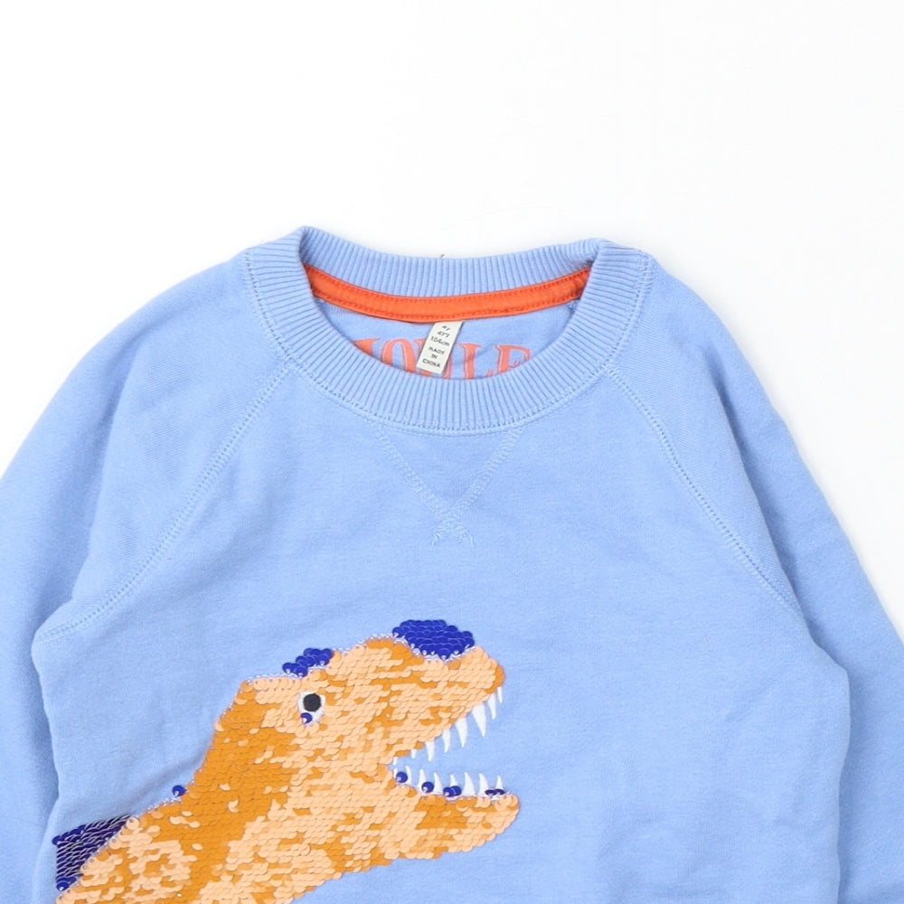 Joules Boys Blue Cotton Pullover Sweatshirt Size 4 Years - Dinosaur
