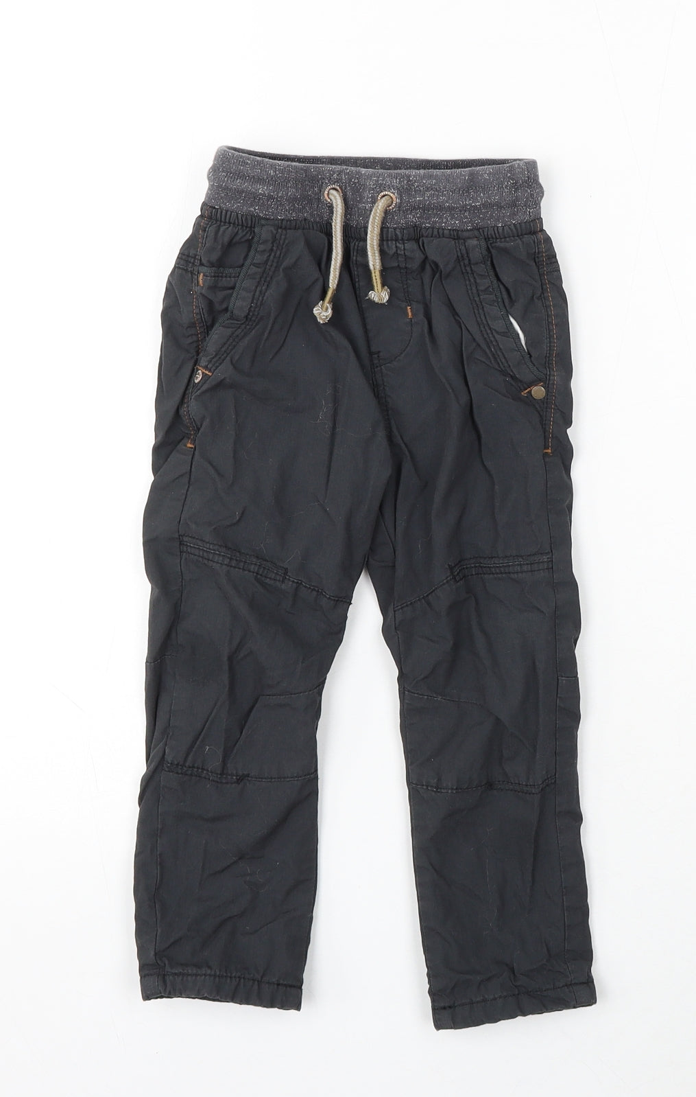 NEXT Boys Grey Cotton Cargo Trousers Size 18-24 Months Drawstring