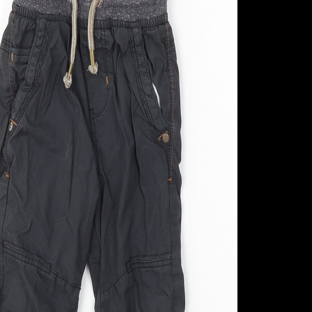 NEXT Boys Grey Cotton Cargo Trousers Size 18-24 Months Drawstring