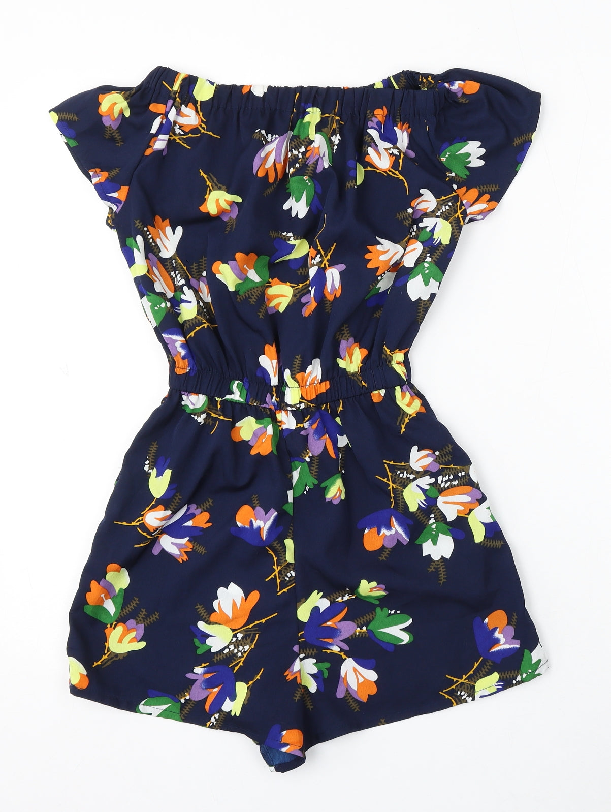 Atmosphere Womens Blue Floral Polyester Playsuit One-Piece Size 4 Pullover