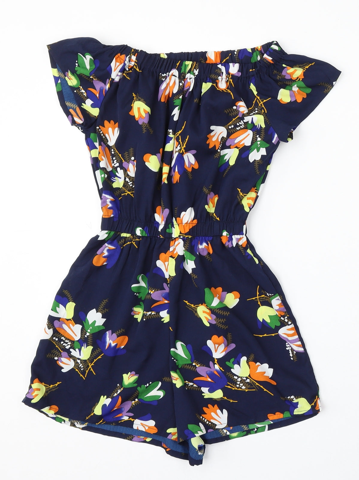 Atmosphere Womens Blue Floral Polyester Playsuit One-Piece Size 4 Pullover