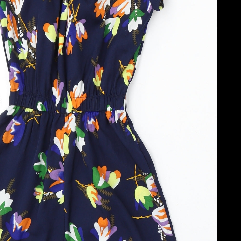 Atmosphere Womens Blue Floral Polyester Playsuit One-Piece Size 4 Pullover