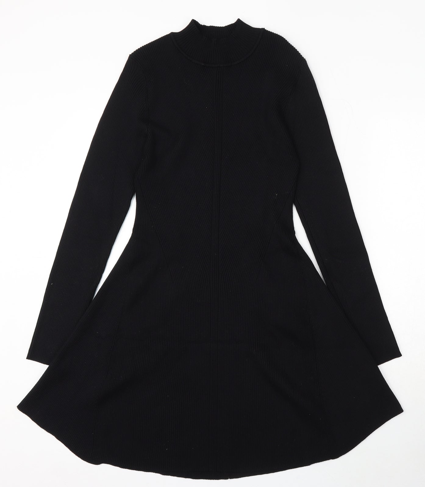 Primark Womens Black Polyester Jumper Dress Size 12 Round Neck