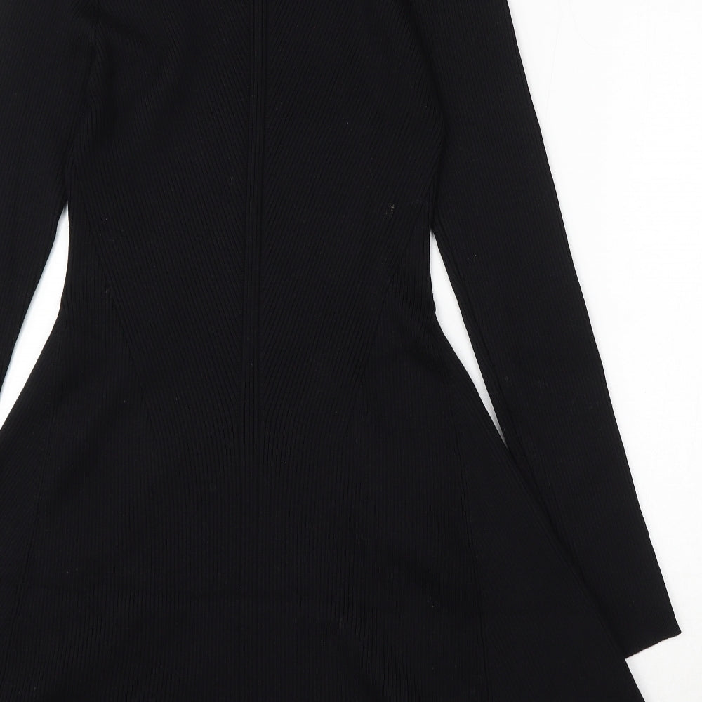 Primark Womens Black Polyester Jumper Dress Size 12 Round Neck
