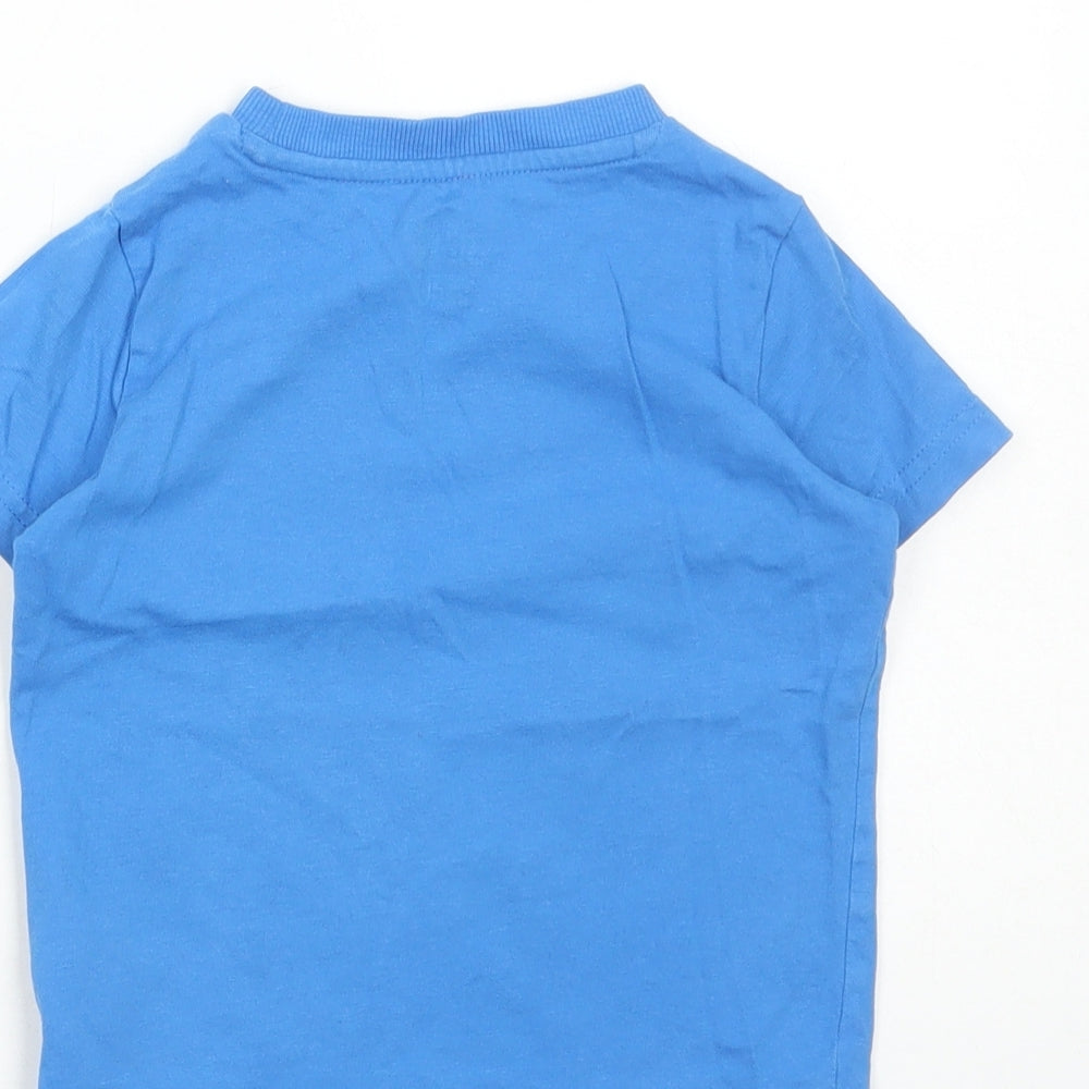 F&F Boys Blue Cotton Basic T-Shirt Size 18-24 Months Round Neck Pullover - Mums super hero