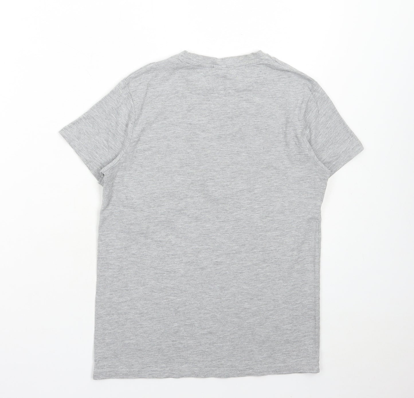 Marks and Spencer Boys Grey Cotton Basic T-Shirt Size 11-12 Years Round Neck Pullover - Atoms