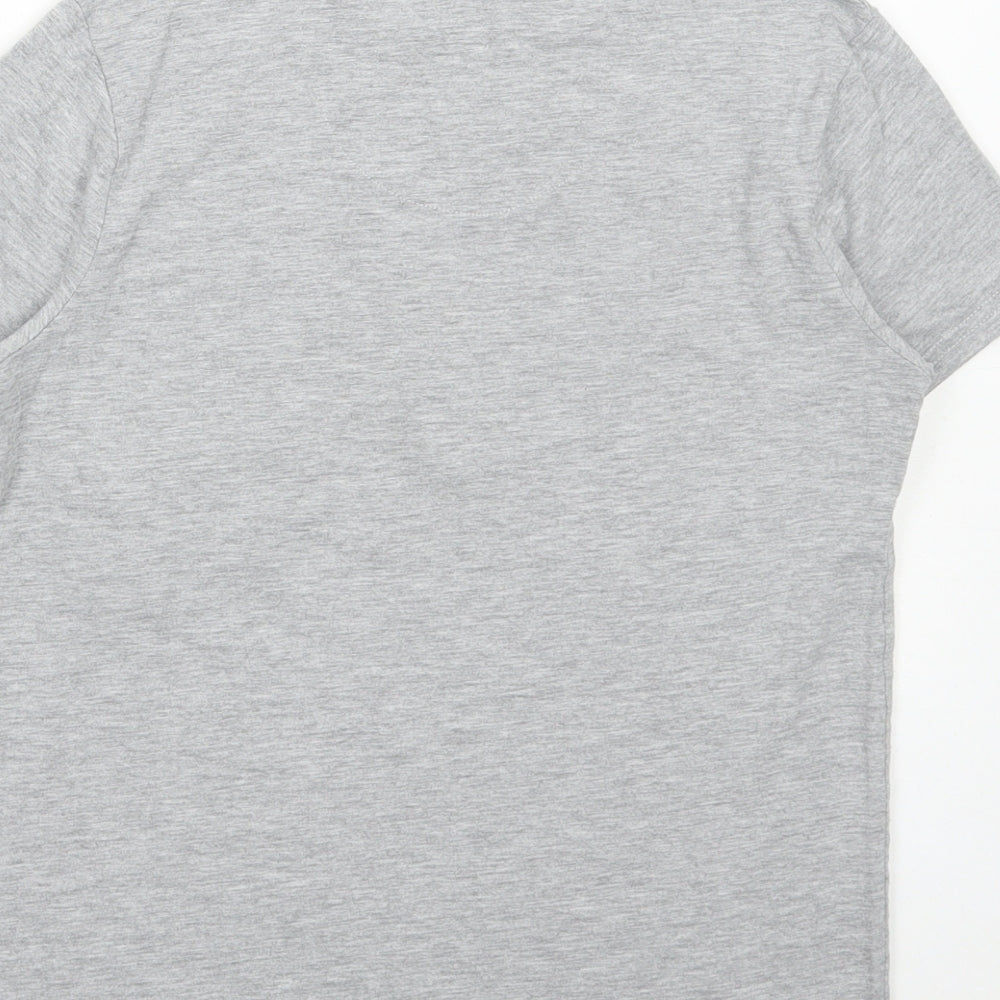 Marks and Spencer Boys Grey Cotton Basic T-Shirt Size 11-12 Years Round Neck Pullover - Atoms
