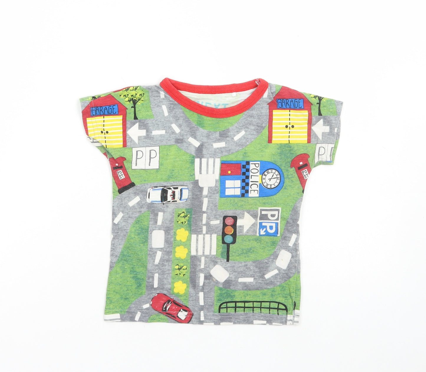 NEXT Boys Multicoloured Cotton Basic T-Shirt Size 12-18 Months Round Neck Pullover - Road