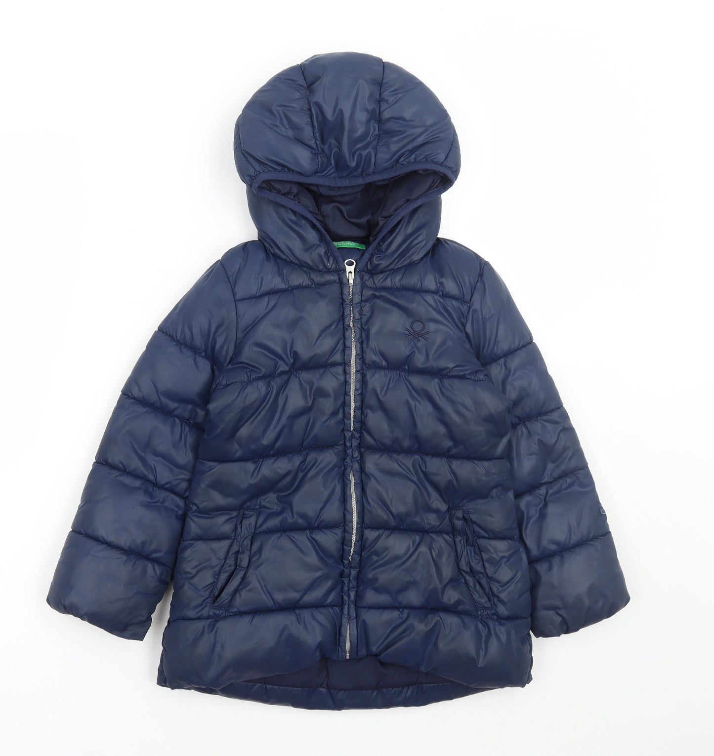 United Colors of Benetton Girls Blue Puffer Jacket Coat Size 4-5 Years Zip
