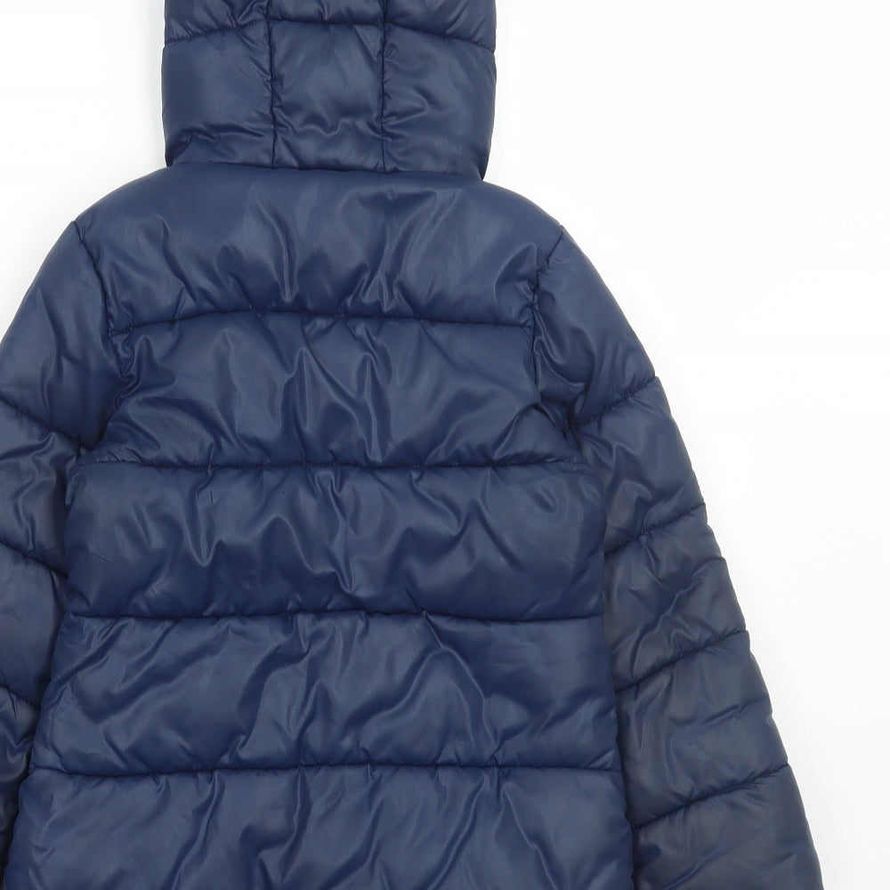 United Colors of Benetton Girls Blue Puffer Jacket Coat Size 4-5 Years Zip