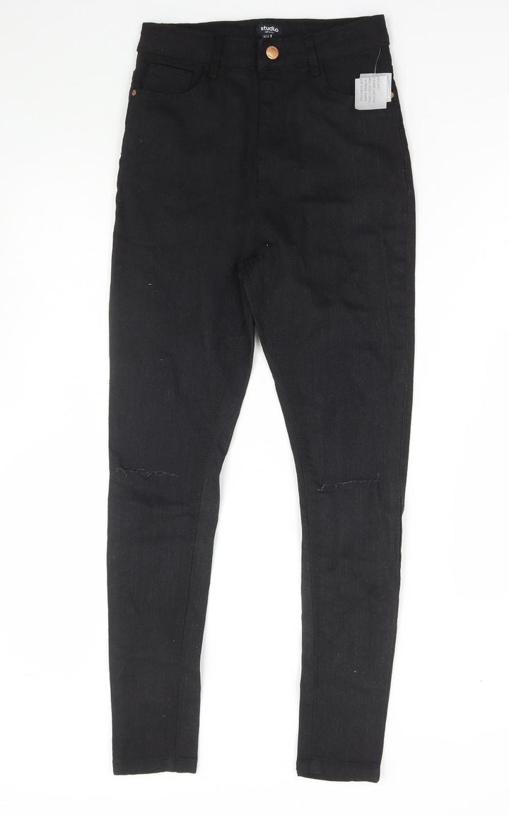 Studio Girls Black Cotton Skinny Jeans Size 12-13 Years Regular Zip