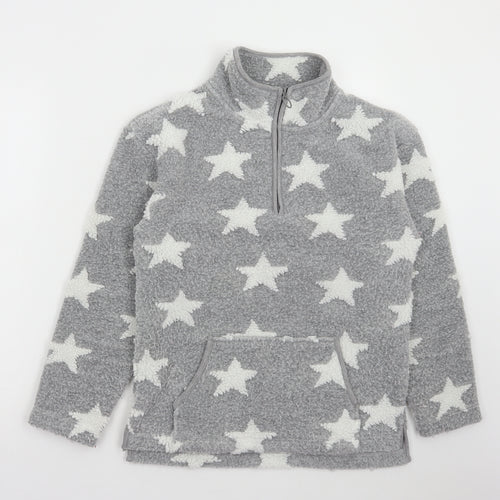 NEXT Womens Grey Geometric Polyester Pullover Sweatshirt Size XS Zip - Stars