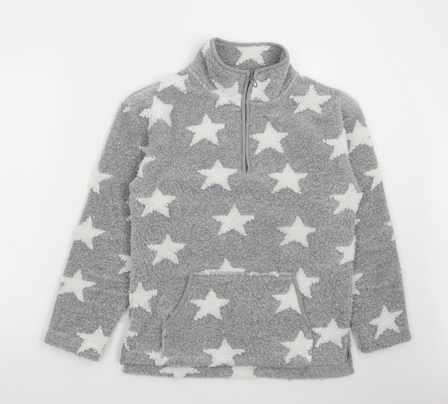 NEXT Womens Grey Geometric Polyester Pullover Sweatshirt Size XS Zip - Stars