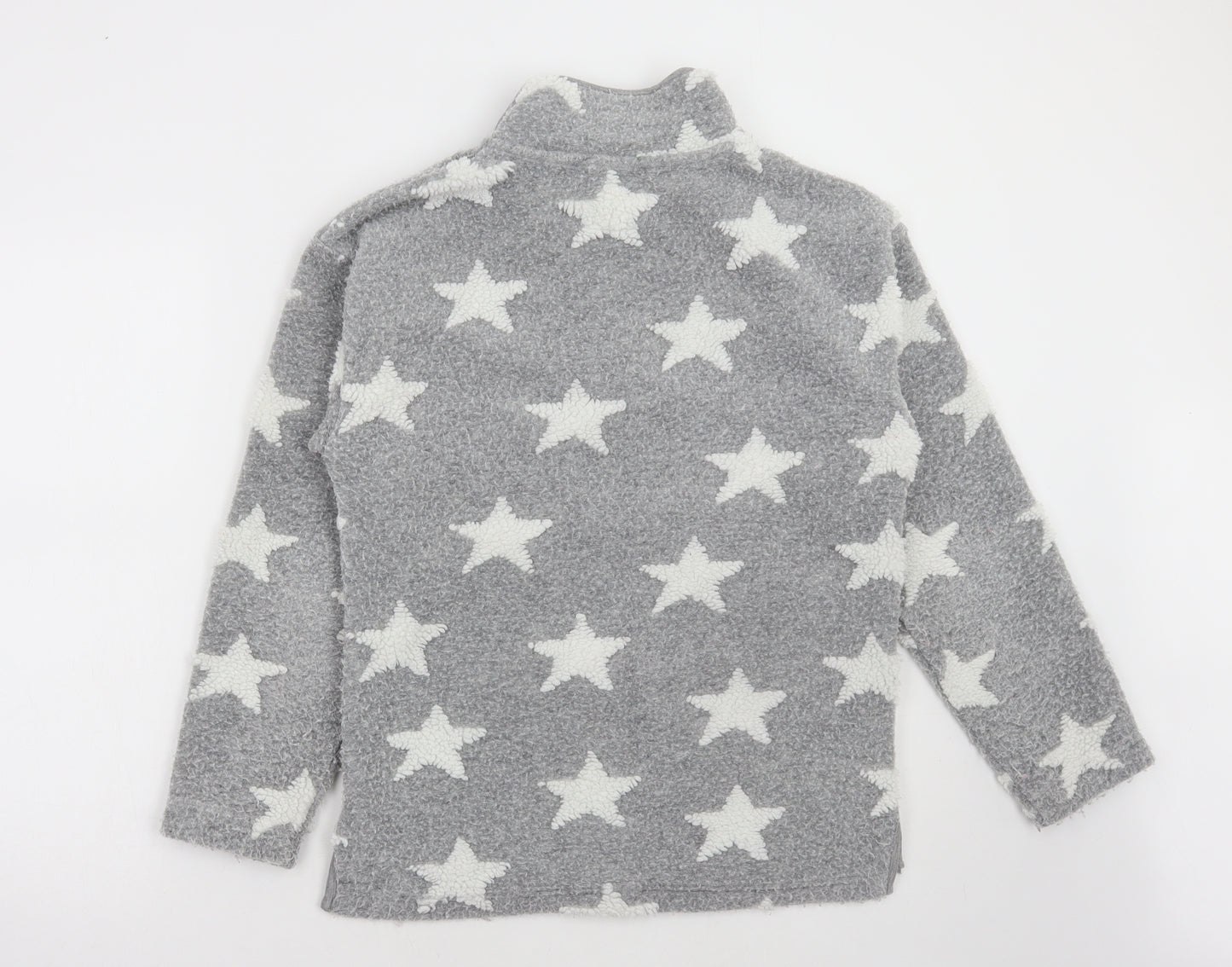 NEXT Womens Grey Geometric Polyester Pullover Sweatshirt Size XS Zip - Stars