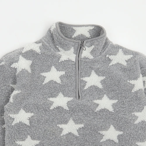NEXT Womens Grey Geometric Polyester Pullover Sweatshirt Size XS Zip - Stars