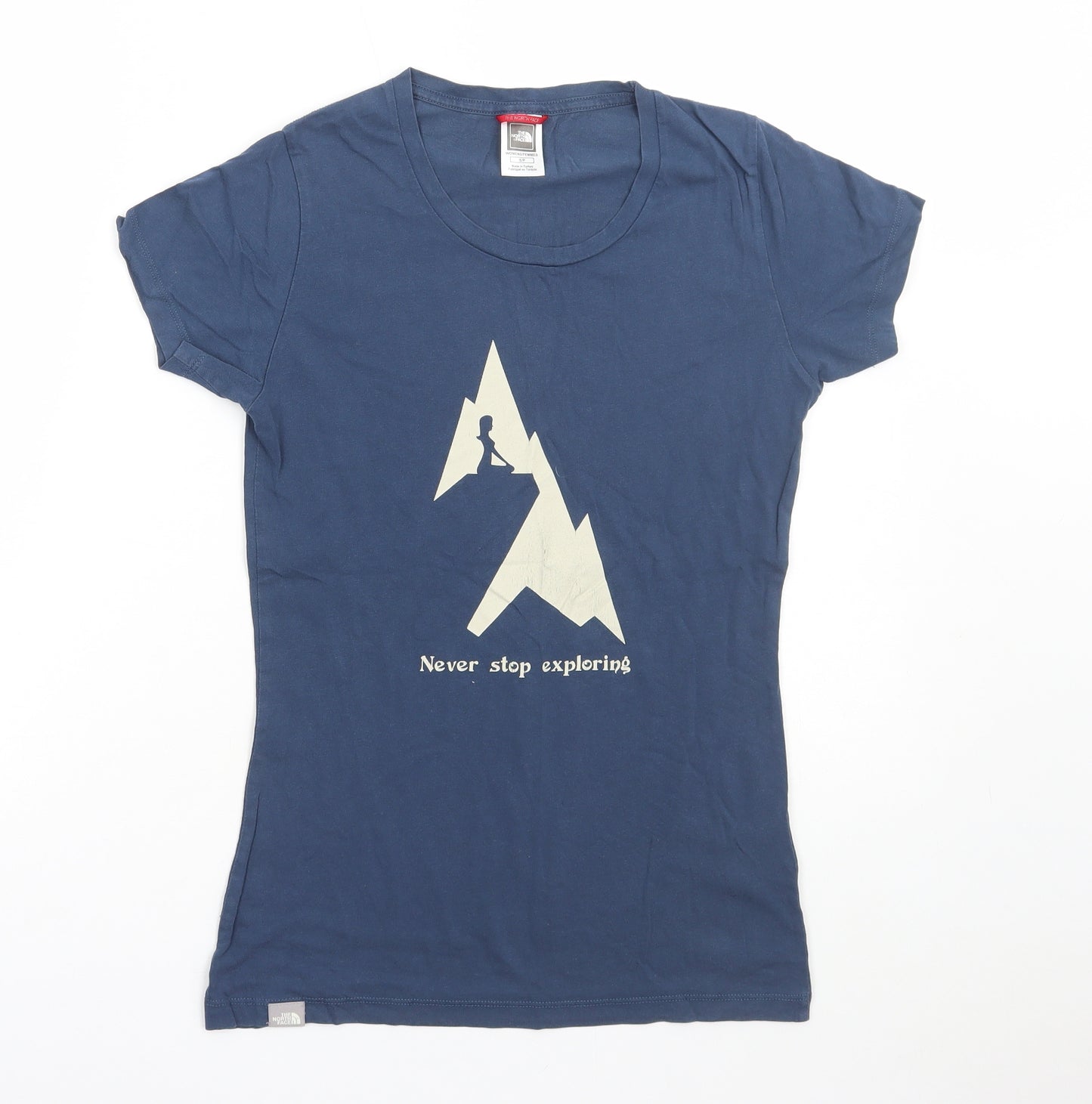 The North Face Womens Blue Cotton Basic T-Shirt Size S Round Neck - Explore
