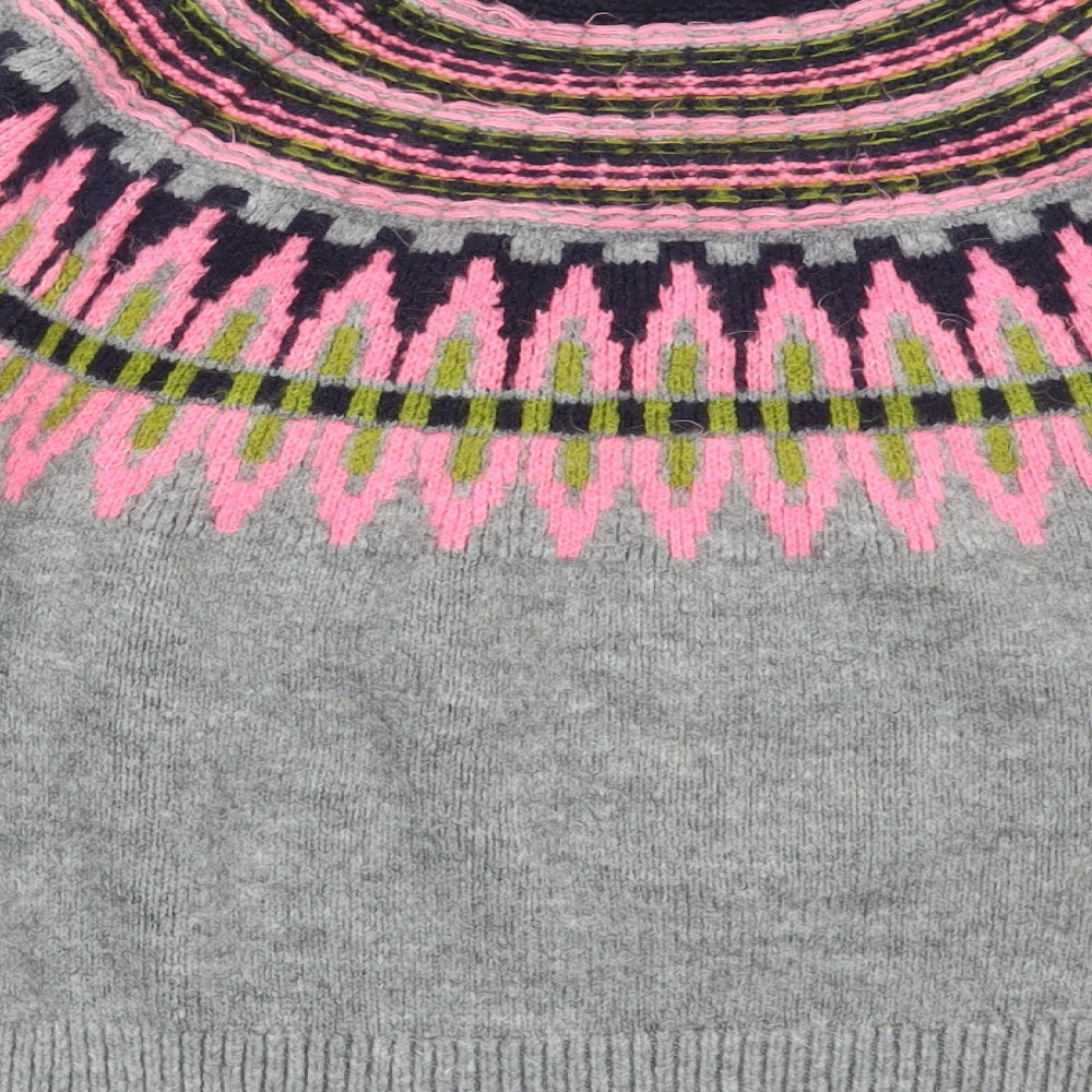 Papaya Womens Multicoloured Round Neck Fair Isle Acrylic Pullover Jumper Size M