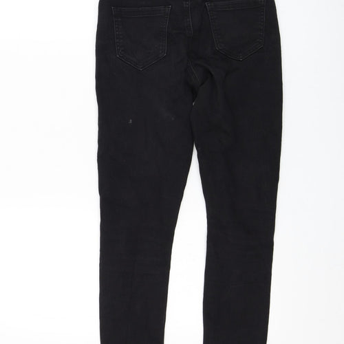 Lipsy Girls Black Cotton Skinny Jeans Size 12 Years Regular Zip - Distressed