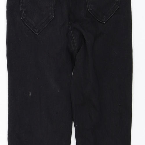 Lipsy Girls Black Cotton Skinny Jeans Size 12 Years Regular Zip - Distressed