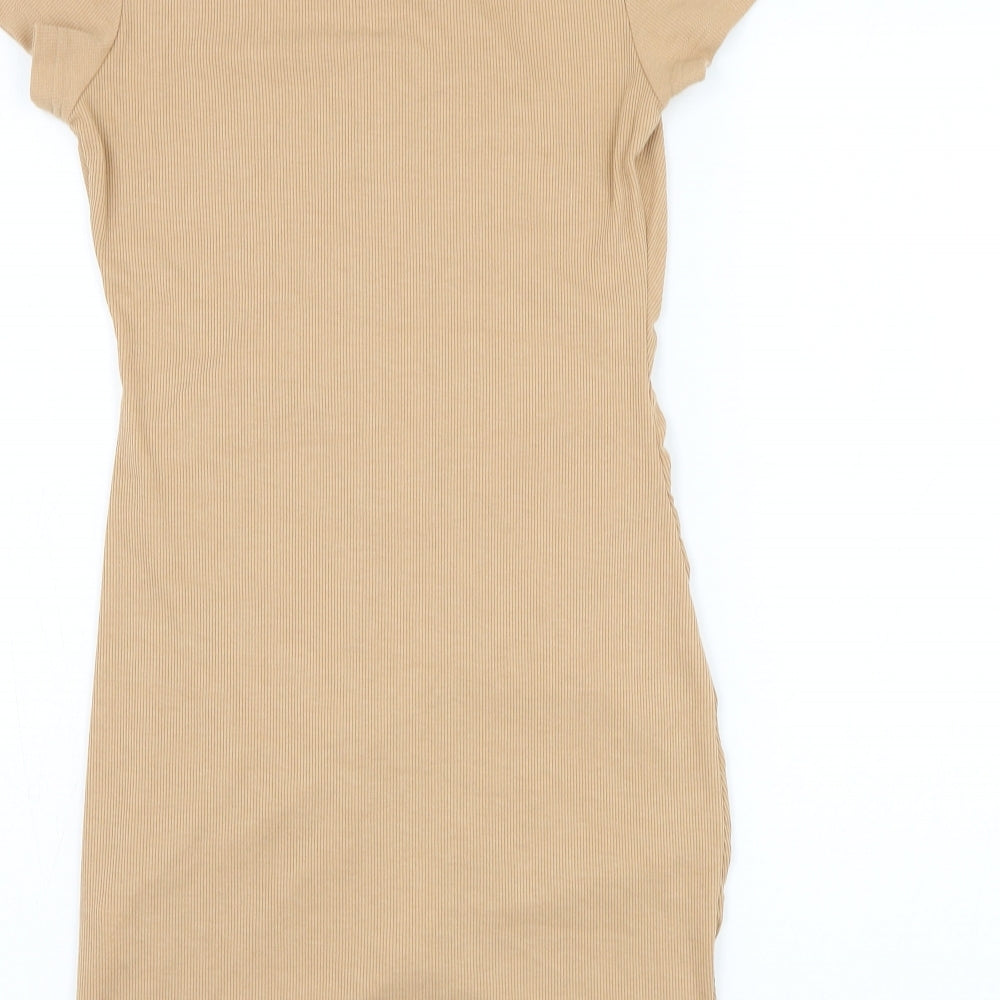 SheIn Womens Brown Polyester Pencil Dress Size S Collared Button