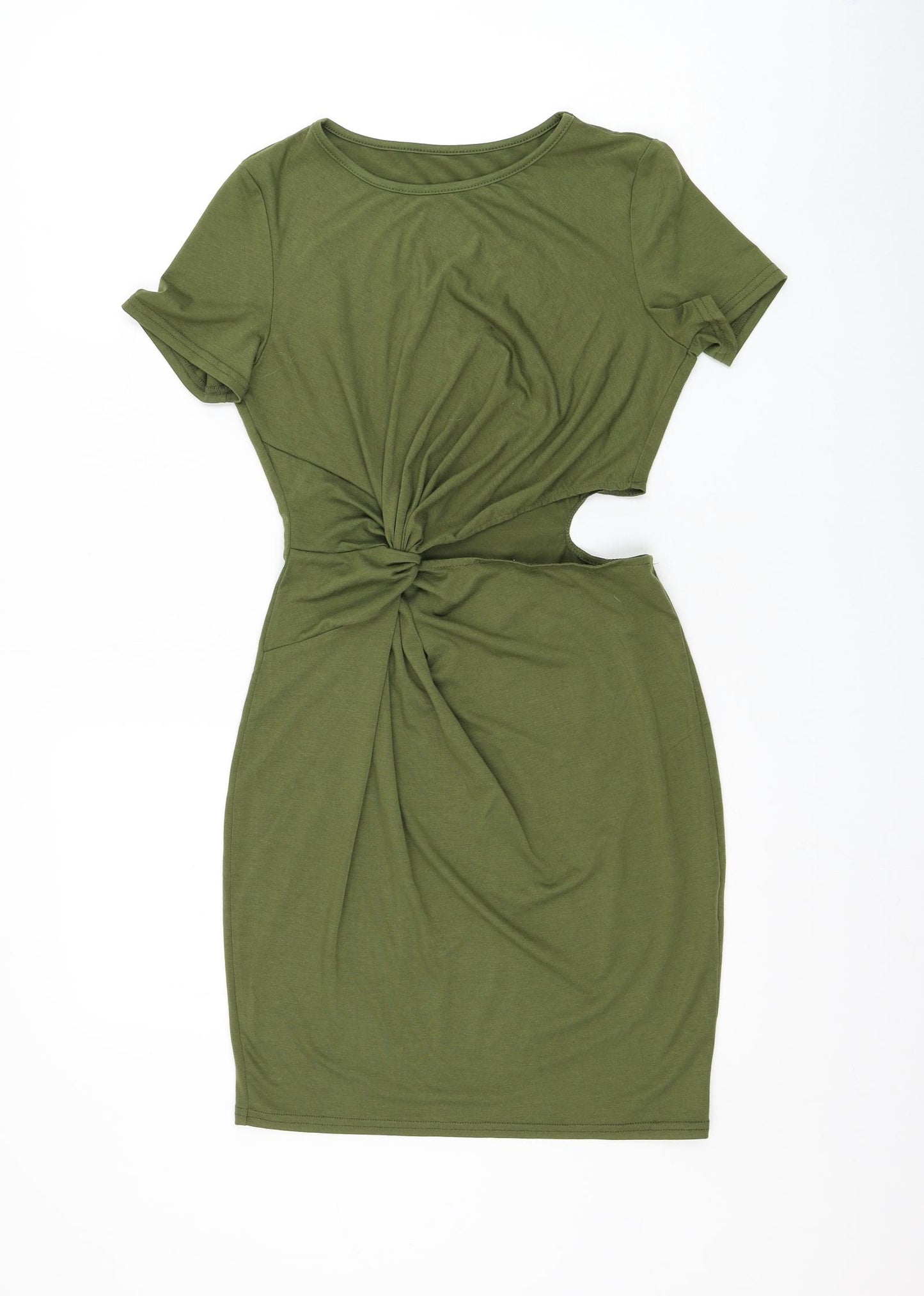 SheIn Womens Green Polyester Bodycon Size S Round Neck Pullover - Cut Out