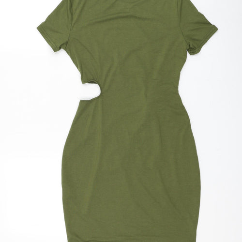 SheIn Womens Green Polyester Bodycon Size S Round Neck Pullover - Cut Out