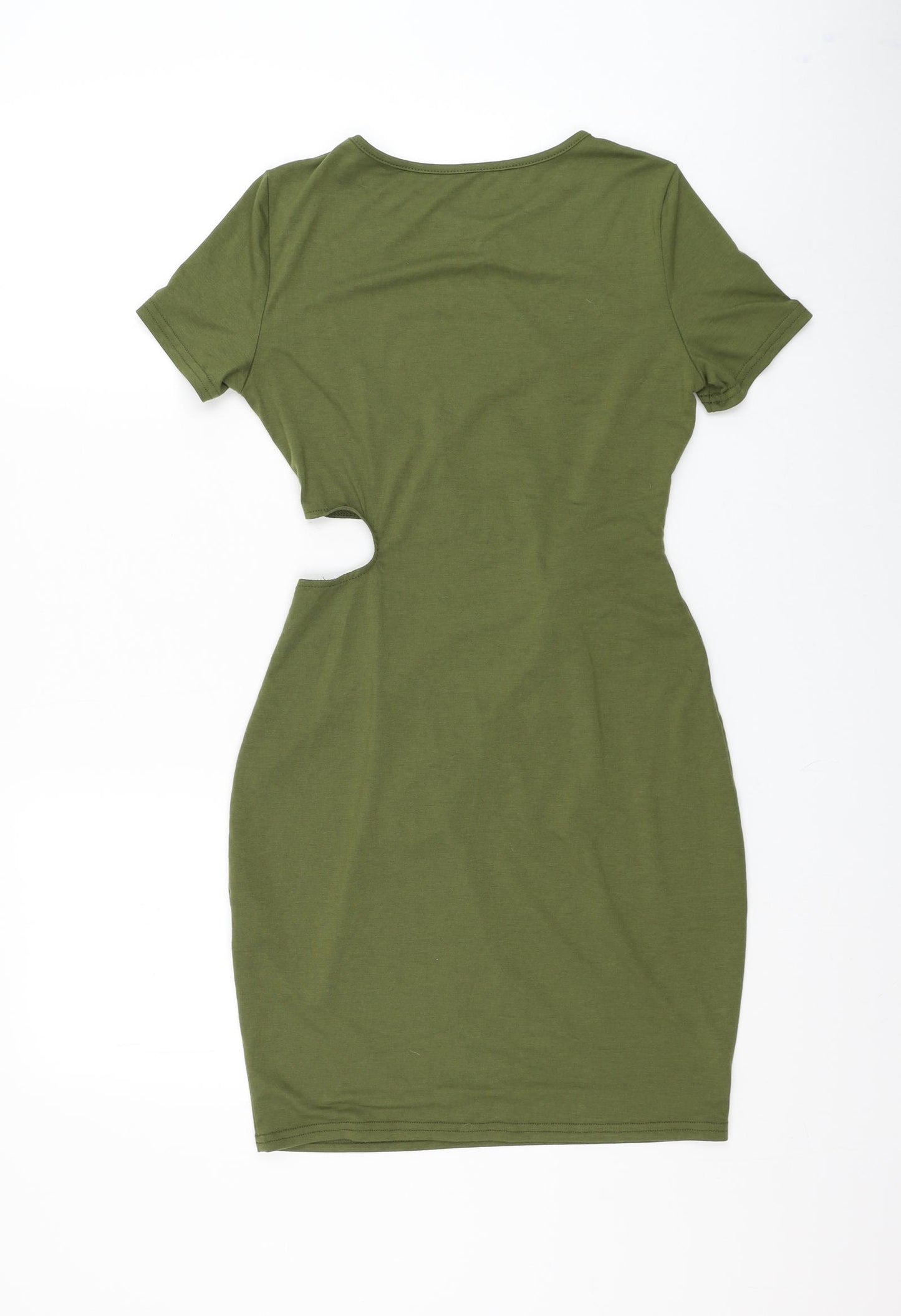 SheIn Womens Green Polyester Bodycon Size S Round Neck Pullover - Cut Out