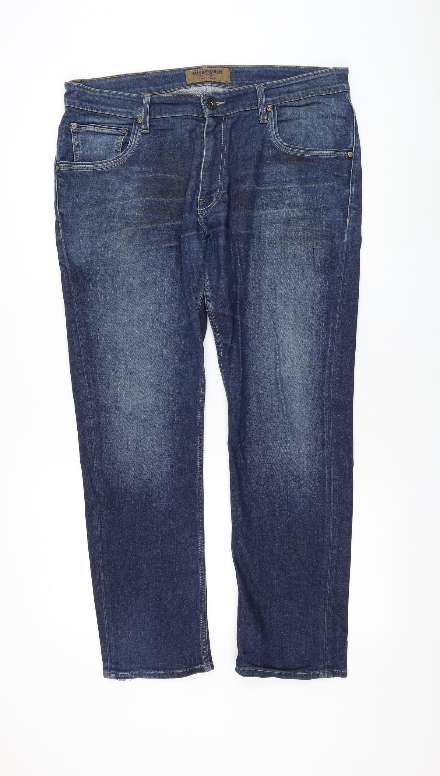 Mish Mash Mens Blue Cotton Straight Jeans Size 36 in L30 in Regular Zip