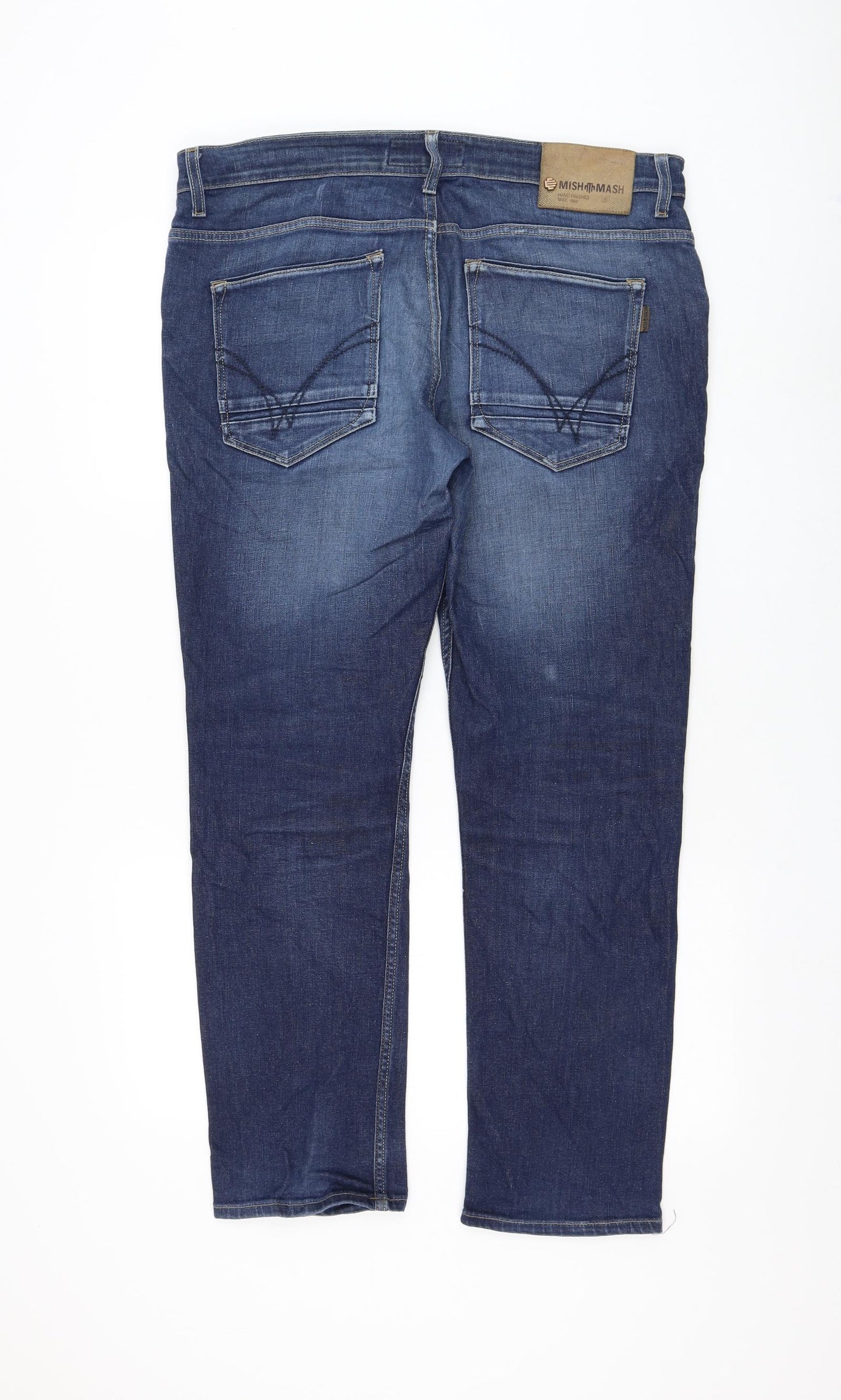 Mish Mash Mens Blue Cotton Straight Jeans Size 36 in L30 in Regular Zip