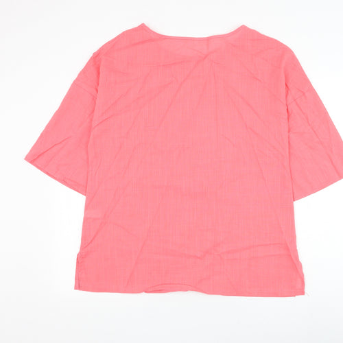 Preworn Womens Pink Polyester Basic Blouse Size XL Round Neck
