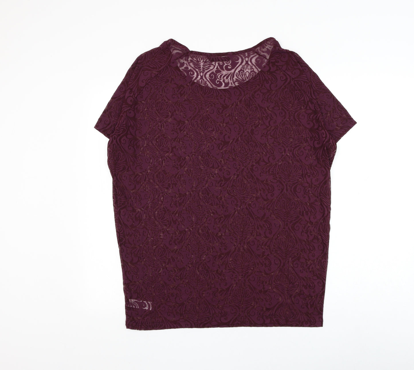 Dunnes Stores Womens Purple Geometric Polyester Basic T-Shirt Size 14 Round Neck