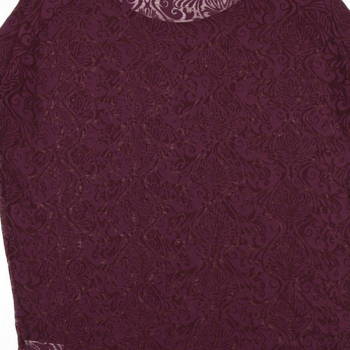 Dunnes Stores Womens Purple Geometric Polyester Basic T-Shirt Size 14 Round Neck