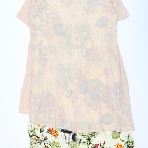 Preworn Womens Ivory Floral Cotton Shift Size 2XL Round Neck Pullover