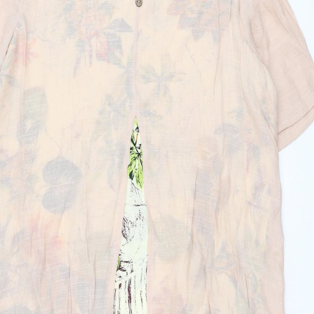 Preworn Womens Ivory Floral Cotton Shift Size 2XL Round Neck Pullover